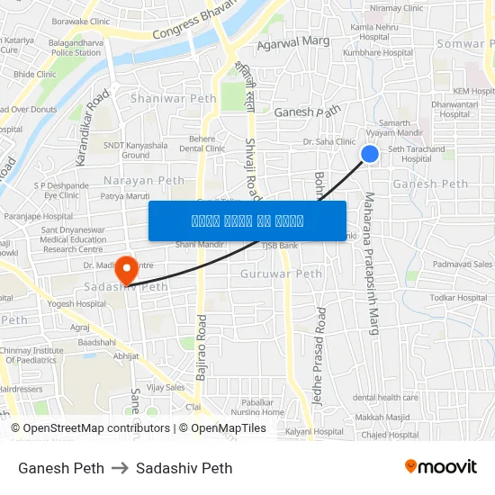 गणेश पेठ to सदाशिव पेठ map