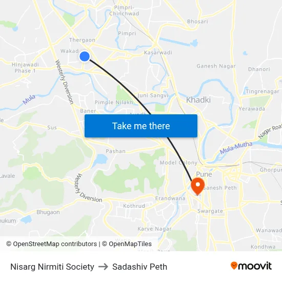 निसर्ग निर्मिती सोसायटी to सदाशिव पेठ map