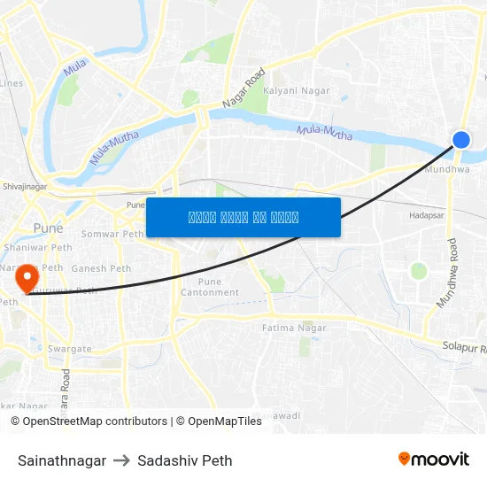 Sainathnagar to Sadashiv Peth map
