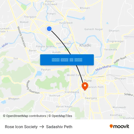 रोज आइकॉन सोसायटी to सदाशिव पेठ map