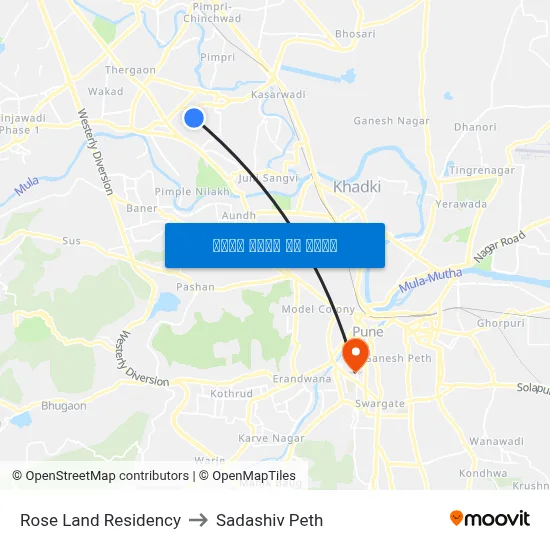 रोज लैंड रेसिडेंसी to सदाशिव पेठ map
