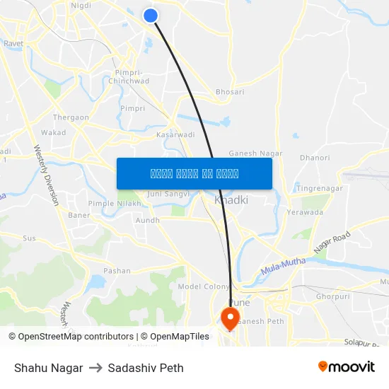 शाहू नगर to सदाशिव पेठ map