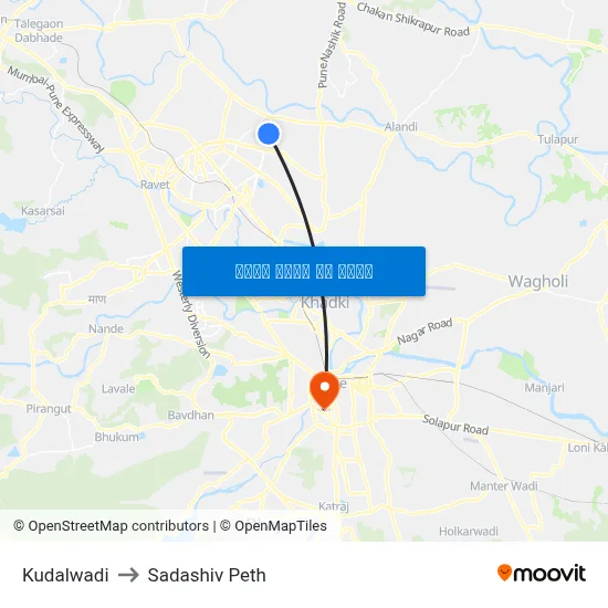 कुडलवाडी to सदाशिव पेठ map