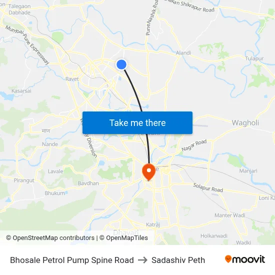 भोसले पेट्रोल पंप स्पाइन रोड to सदाशिव पेठ map