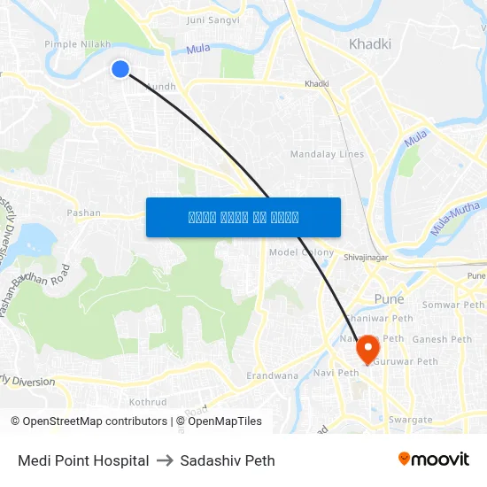 मेडी पॉइंट हॉस्पिटल to सदाशिव पेठ map