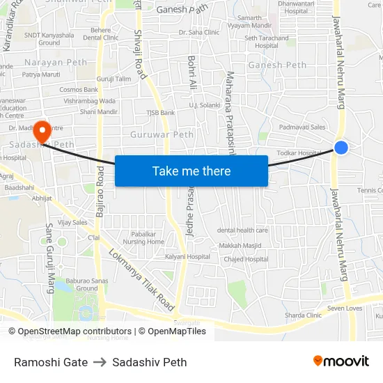 Ramoshi Gate to Sadashiv Peth map