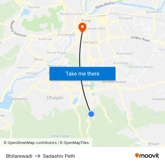 Bhilarewadi to Sadashiv Peth map