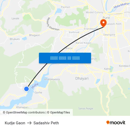Kudje Gaon to Sadashiv Peth map