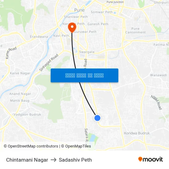 चिंतामणि नगर to सदाशिव पेठ map