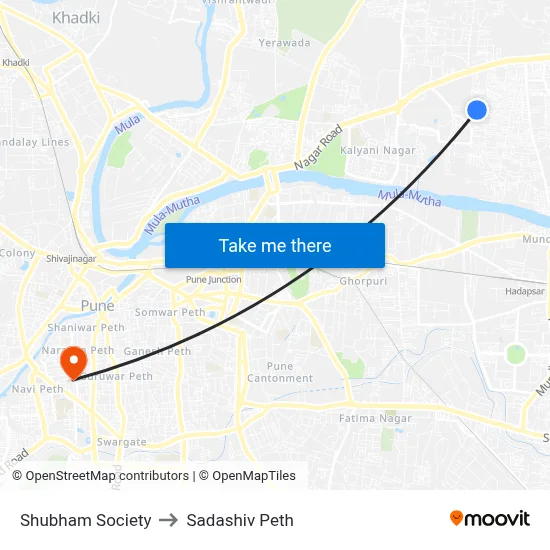 शुभम सोसाइटी to सदाशिव पेठ map