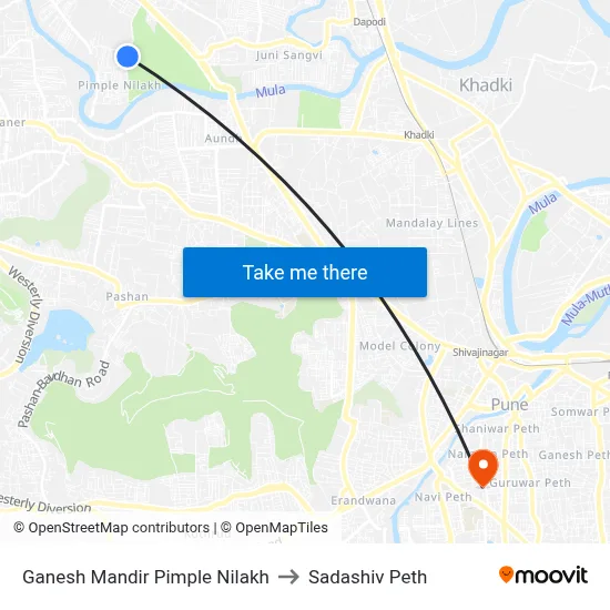 गणेश मंदिर पिंपले निलख to सदाशिव पेठ map