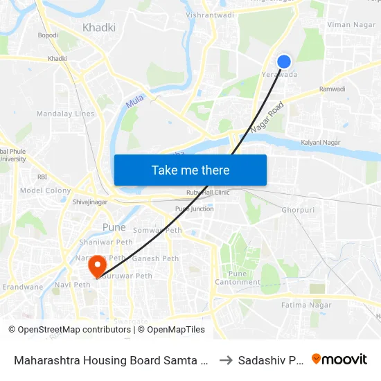 Maharashtra Housing Board Samta Nagar to सदाशिव पेठ map