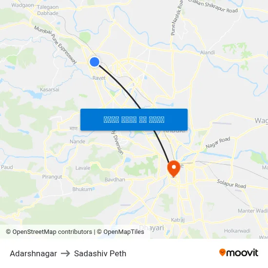 Adarshnagar to Sadashiv Peth map