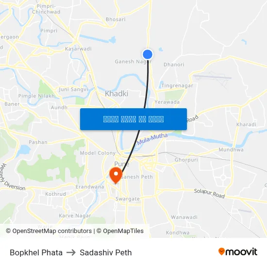 बोपखेल फाटा to सदाशिव पेठ map