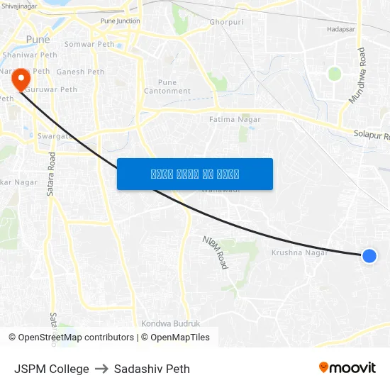 जेएसपीएम कॉलेज to सदाशिव पेठ map