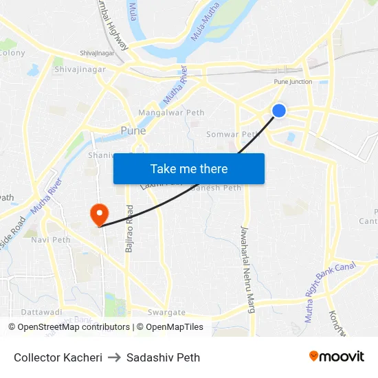 कलेक्टर कचेरी to सदाशिव पेठ map