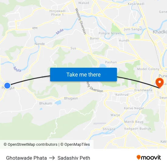 घोटावडे फाटा to सदाशिव पेठ map