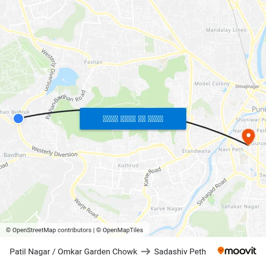 पाटील नगर / ओमकार गार्डन चौक to सदाशिव पेठ map