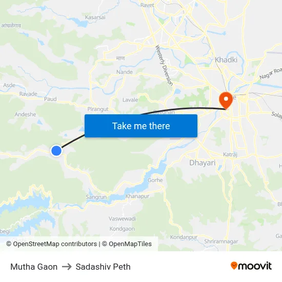 Mutha Gaon to Sadashiv Peth map