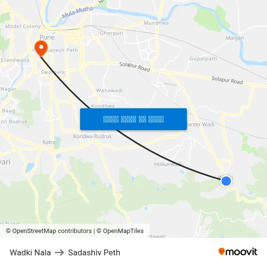 वाडकी नाला to सदाशिव पेठ map