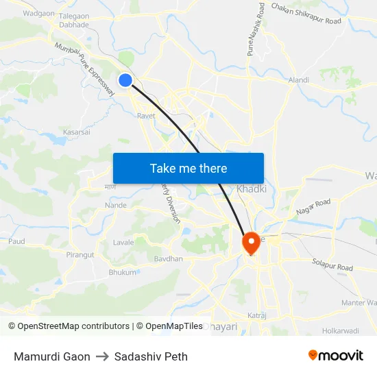 मामुर्डी गांव to सदाशिव पेठ map