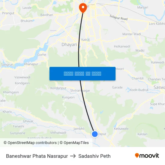 बणेश्वर फाटा नसरापूर to सदाशिव पेठ map