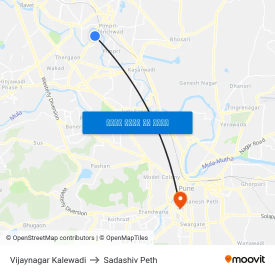 विजयनगर कालेवाडी to सदाशिव पेठ map