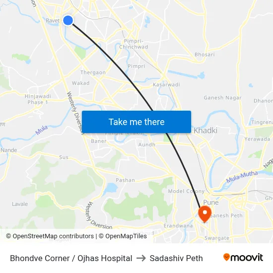 भोंडवे कॉर्नर / ओझास हॉस्पिटल to सदाशिव पेठ map