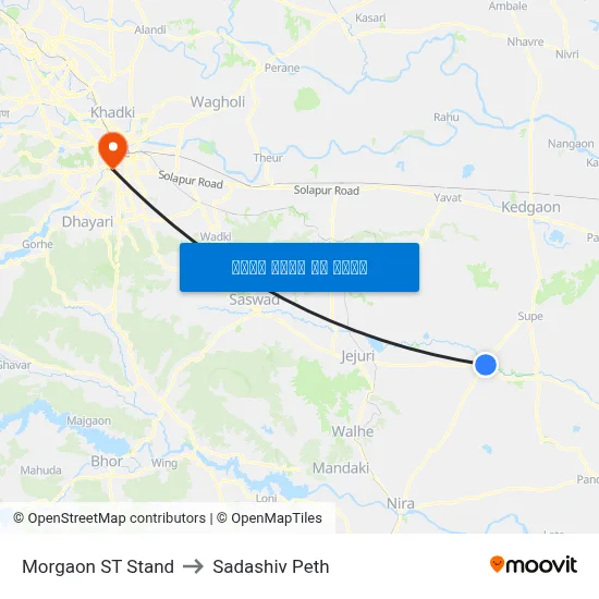 मोरगाव एसटी स्टैंड to सदाशिव पेठ map