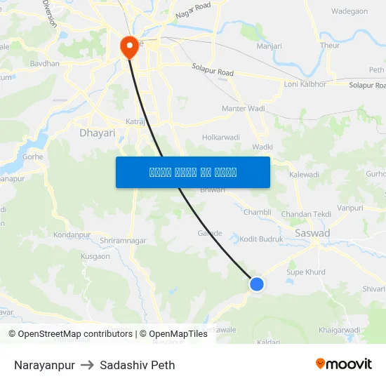 नारायणपुर to सदाशिव पेठ map