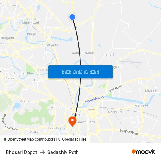 भोसाड़ी डिपो to सदाशिव पेठ map