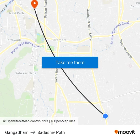 गंगाधाम to सदाशिव पेठ map
