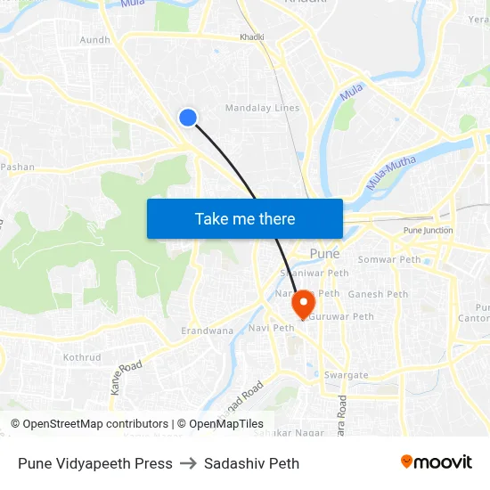 Pune Vidyapeeth Press to सदाशिव पेठ map