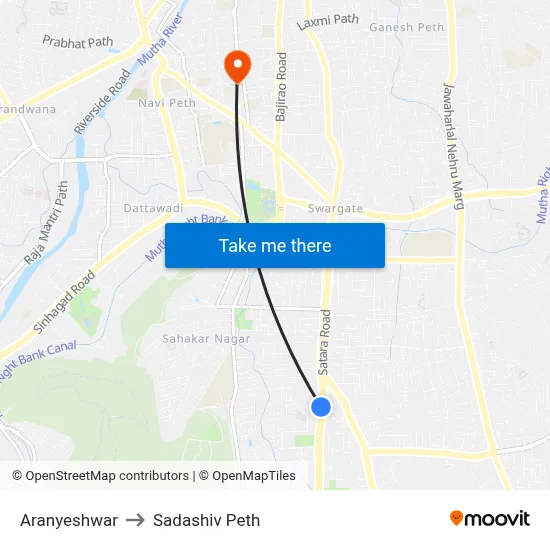 अरण्येश्वर to सदाशिव पेठ map