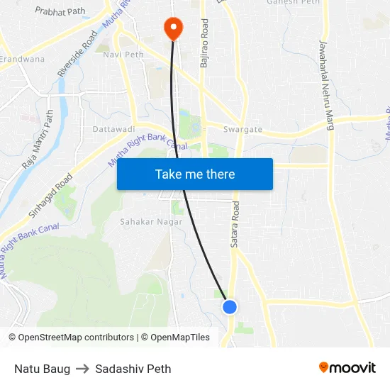 नातू बाग to सदाशिव पेठ map