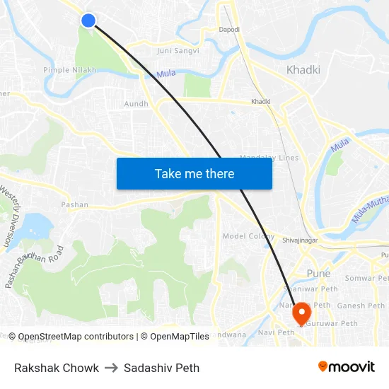 Rakshak Chowk to Sadashiv Peth map