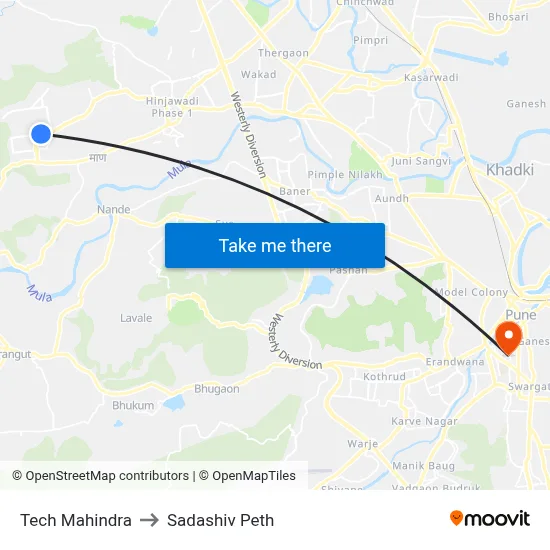 टेक महिंद्रा to सदाशिव पेठ map