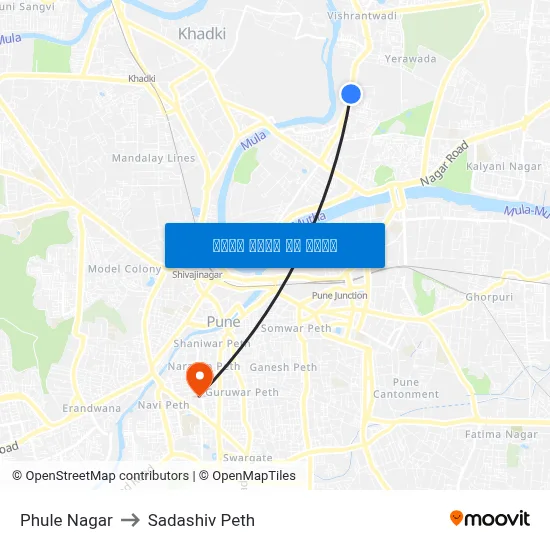 फुले नगर to सदाशिव पेठ map