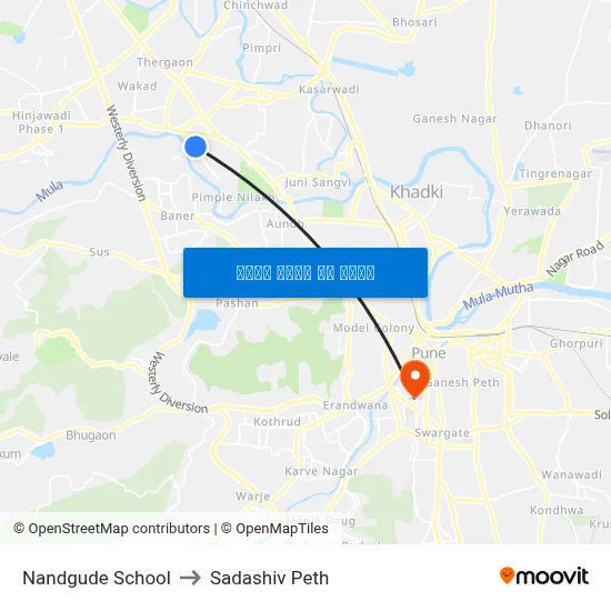 नांदगुडे स्कूल to सदाशिव पेठ map