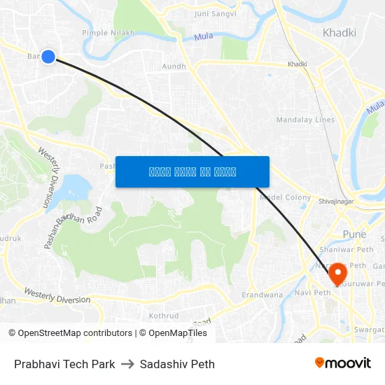 Prabhavi Tech Park to Sadashiv Peth map