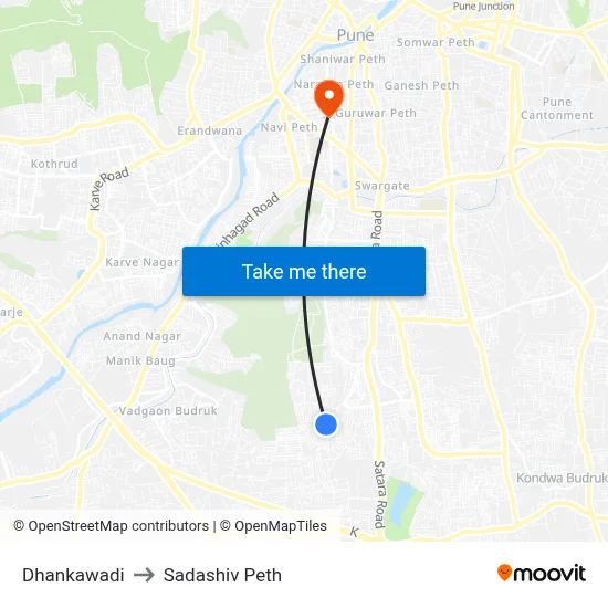 धनकावड़ी to सदाशिव पेठ map