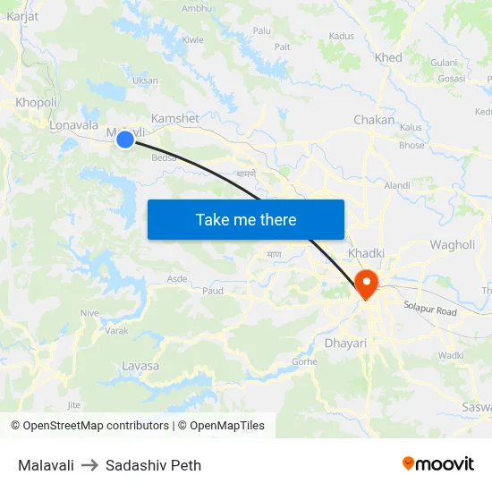 मालवली to सदाशिव पेठ map