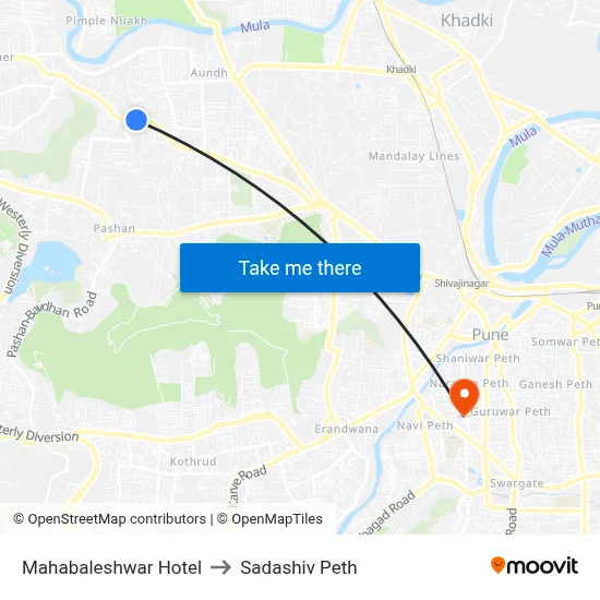 महाबलेश्वर होटल to सदाशिव पेठ map
