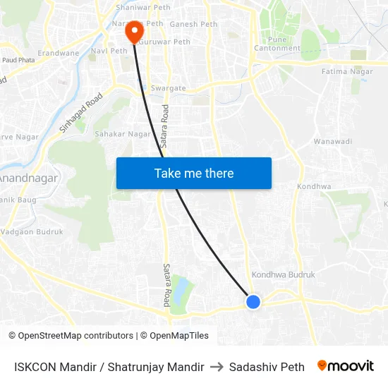 इस्कॉन मंदिर / शत्रुंजय मंदिर to सदाशिव पेठ map