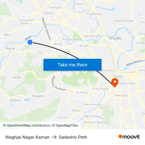 वाघजाई नगर कमान to सदाशिव पेठ map