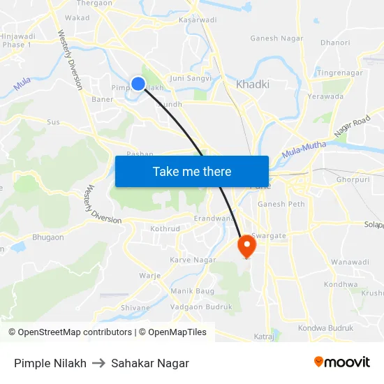 Pimple Nilakh to Sahakar Nagar map