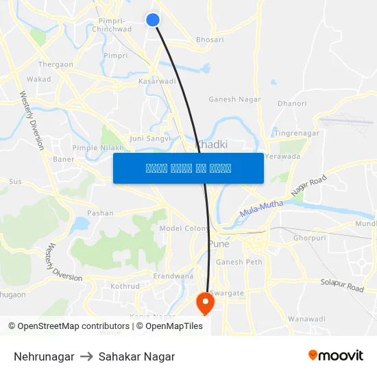 नेहरूनगर to सहकार नगर map