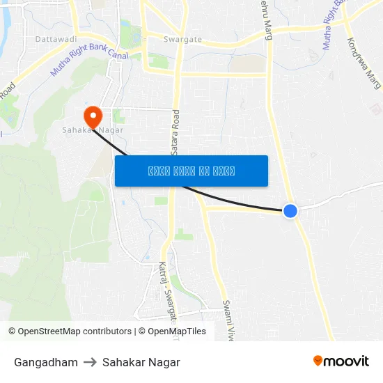 गंगाधाम to सहकार नगर map