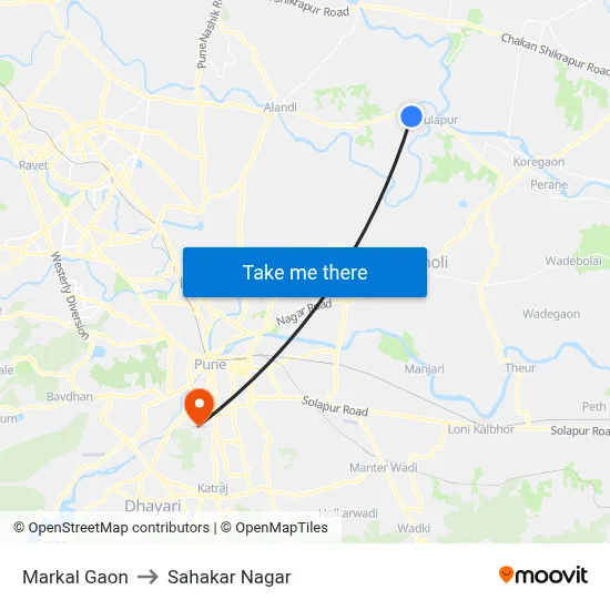 मरकळ गाव to सहकार नगर map