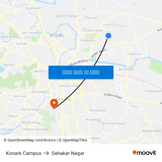 कोनार्क कैंपस to सहकार नगर map